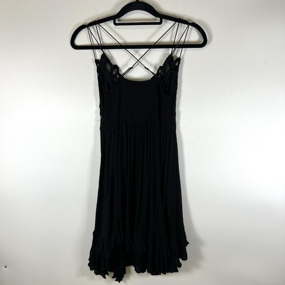 FREE PEOPLE FP One Adella Slip Lace Dress Black Medium Mini Boho Feminine - Picture 8 of 10